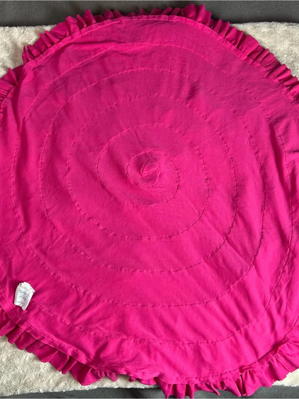 Lemon Loves Layette Round Pink Ruffle Blanket Lovey Pima Cotton Photo Prop